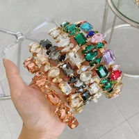 colorful gem baroque headband vintage rhinestone head hoop full crystal for woman luxury diamond geometric hair accessories