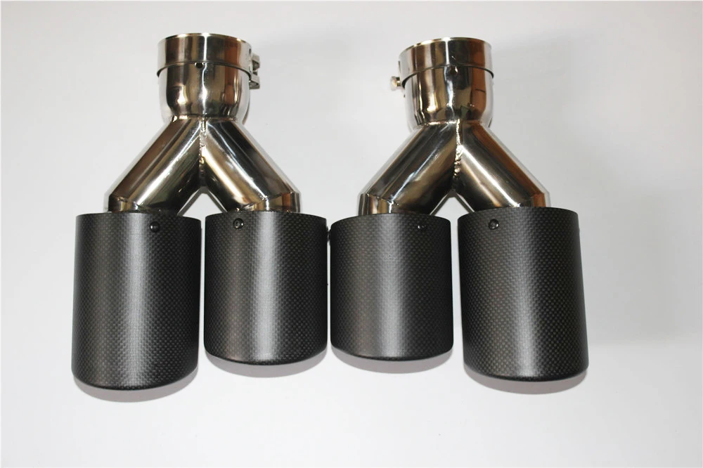 2 шт. Inlet63mm-Outlet 89 мм(двойной) Ak углеродного волокна+ выхлопные концы двойной выхлоп трубы из нержавеющей стали