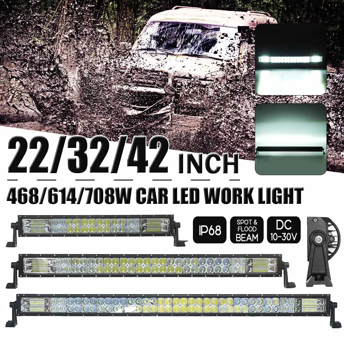 

22/32 inch Led Light Bar 614W 12V 24V Led Work Lights Spot Flood Combo Beam for Truck Tractor SUV 4X4 4WD Offroad Barra Light