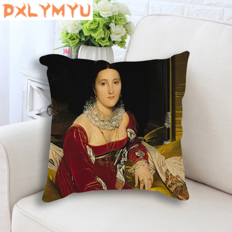 Наволочка с рисунком французского персонажа льняная хлопковая декоративная