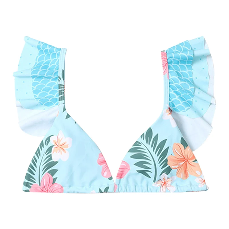 

Hot kf-Women's Ruffled Cute Stitching Printed Bikini 2-Piece Swimsuit