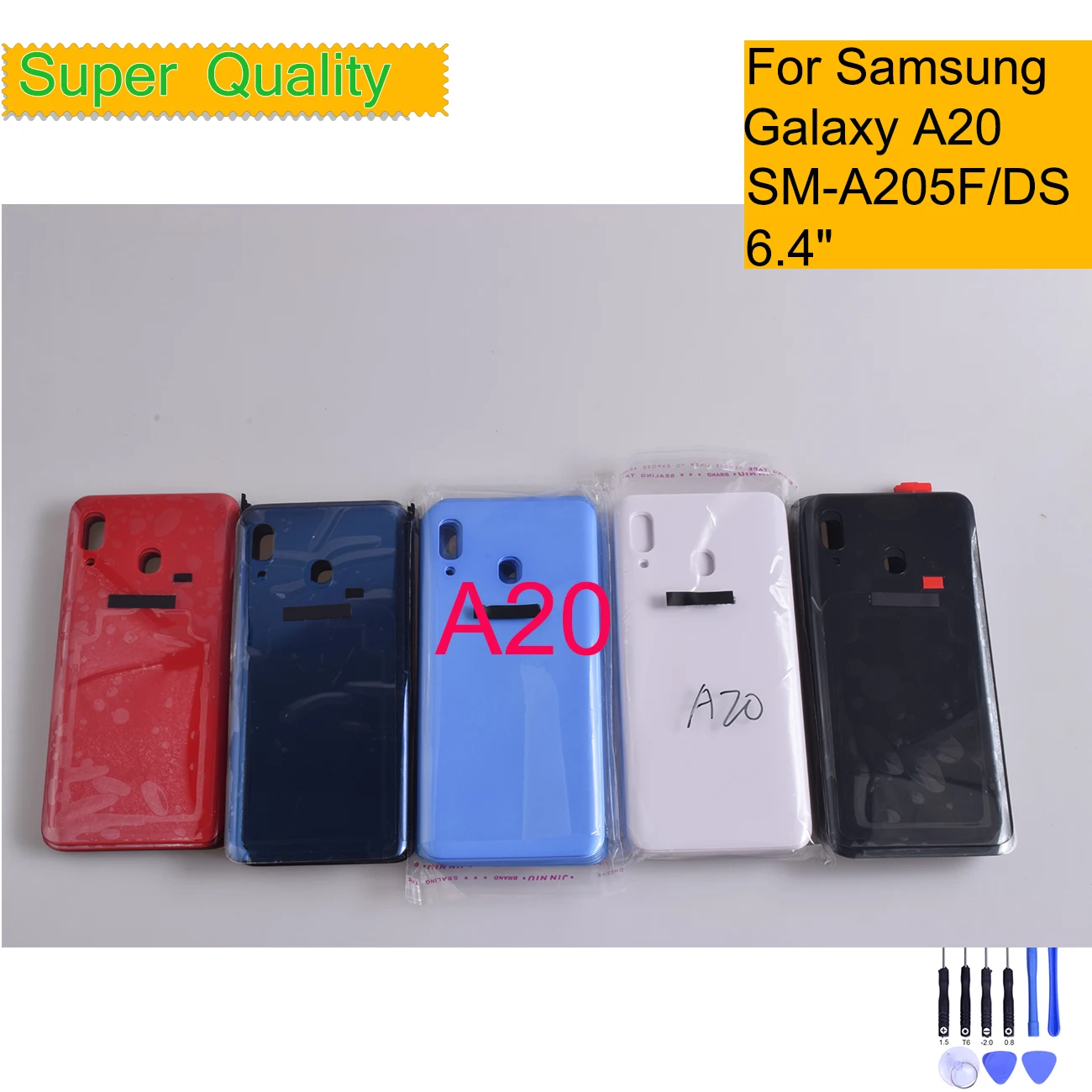 

For Samsung Galaxy A20 A205 A205F Housing Back Cover Case Rear Battery Door Chassis Housing Replacement