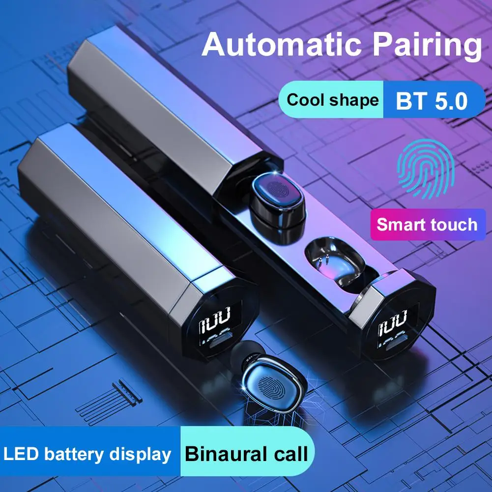 

TWS-03 Bluetooth наушники 5,0 Беспроводной Смарт-Сенсорный спортивные наушники игровая Музыка Мини гарнитура наушники со светодиодным дисплеем