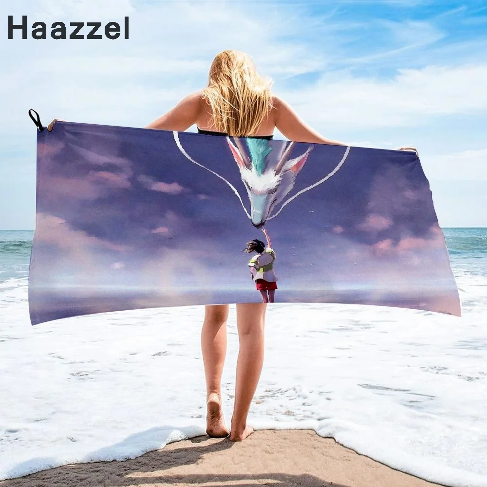 Банное полотенце из микрофибры с рисунком аниме пляжное женская шелковая