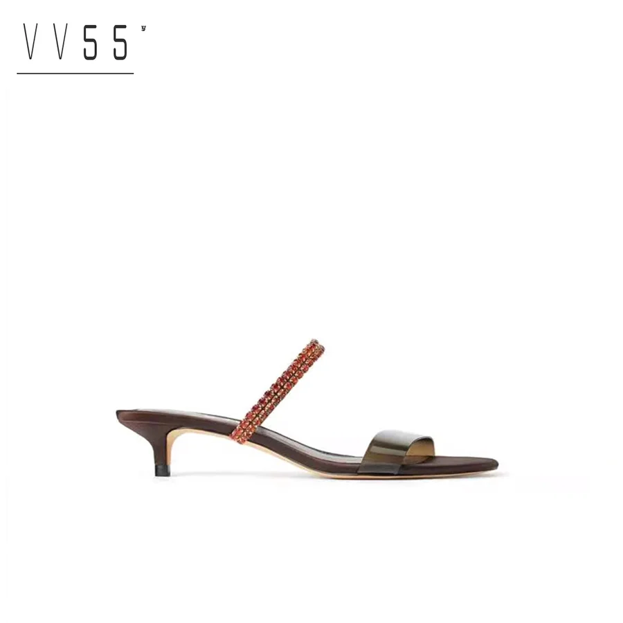 Новинка весна лето 2020 женские сандалии с прозрачными пластиковыми стразами и