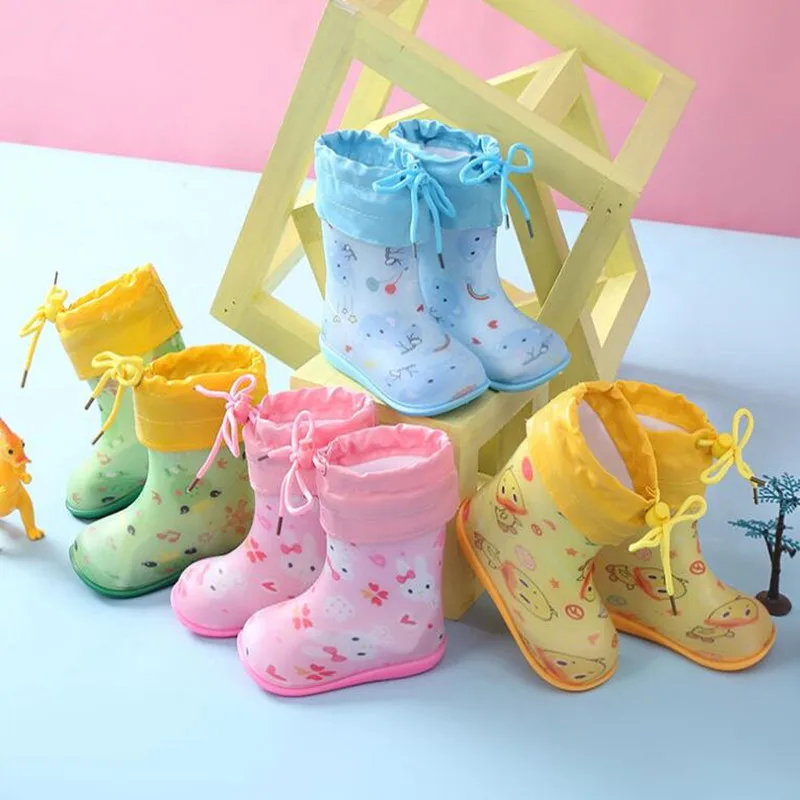 

New Arrival Cute Kids Boy Girls Rain Boots PVC Water Shoes Children Cartoon Shoes Waterproof Rainboots Four Seasons Removable