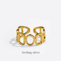 creative simple new english letter hollow ring female light luxury design sense ins style golden open ring