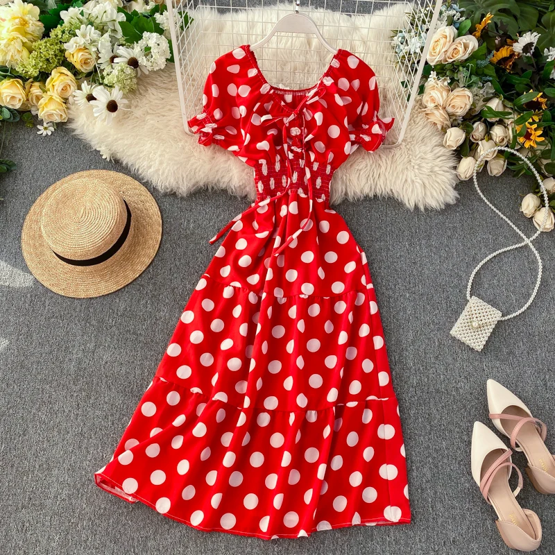 2019 Новая модная женская одежда ретро платье в горошек платья с вырезом