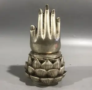 China White copper Buddha hand Incense burner crafts statue