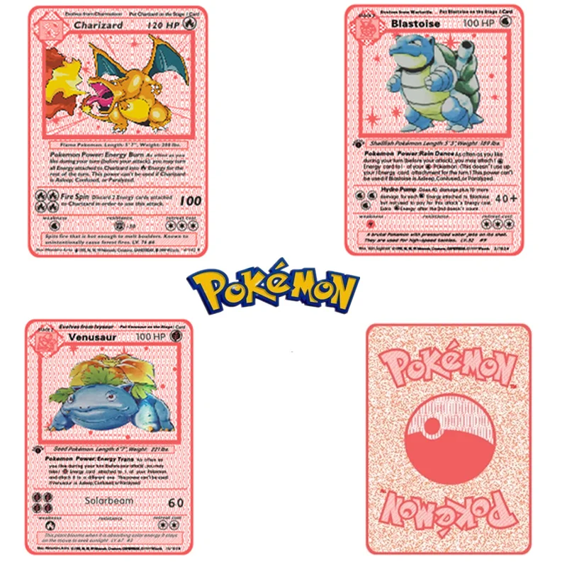 

Покемоны Роуз Золотая карточка Bikachu Charmeleon Сквиртл аниме Коллекционная игра коллекция боевая игра детская игрушка