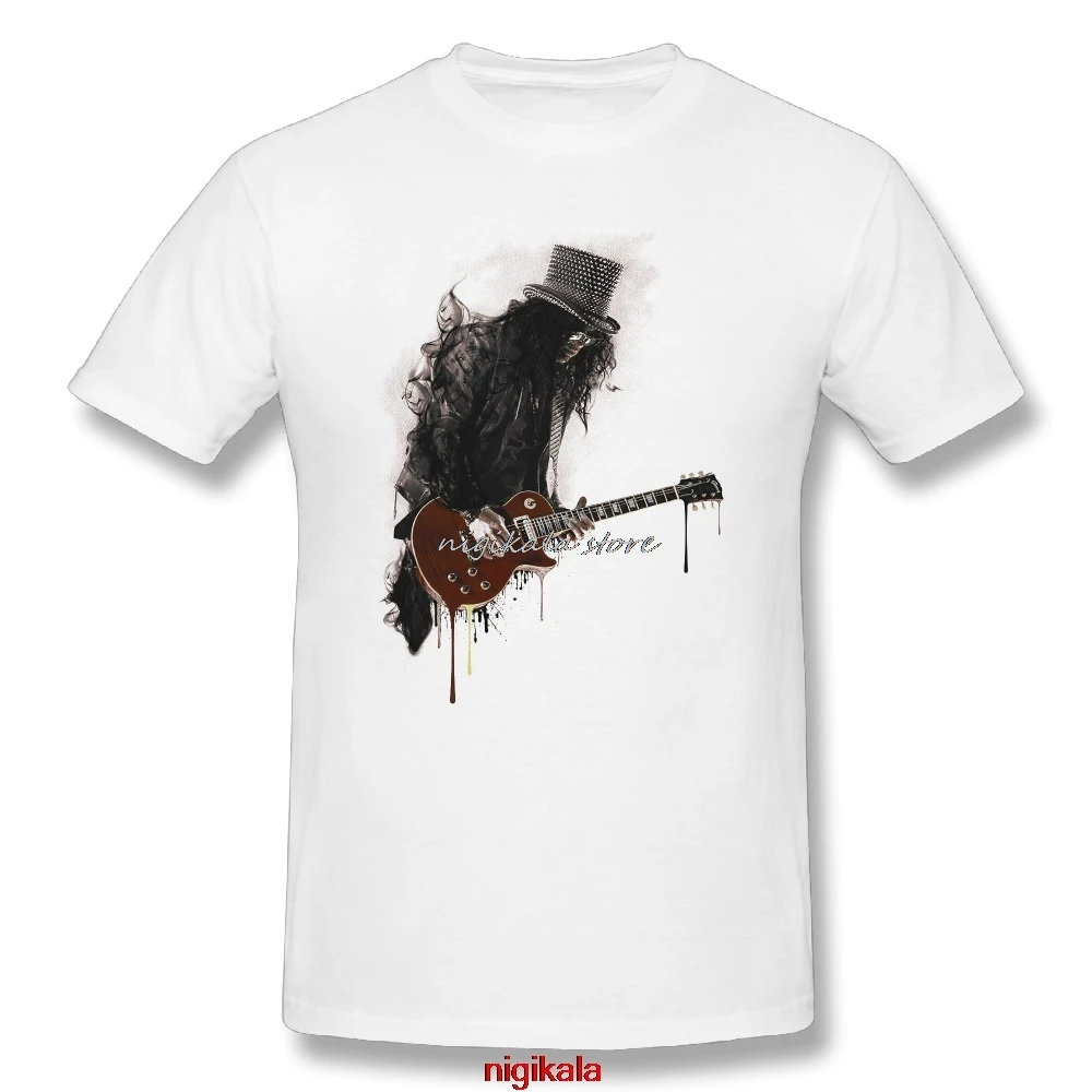 

Slash T Shirt For Men Guitar Rock Ink Style Gun Music Roses Man Nigikala Short Sleeve T-Shirt Best Selling Tops