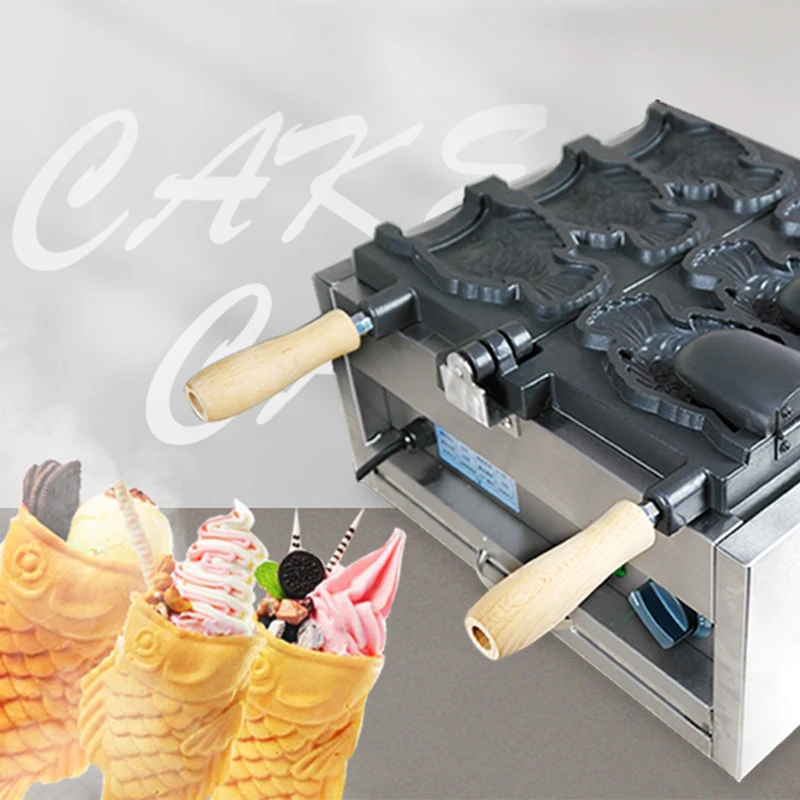 Commercial taiyaki machine 3-hole gas/electric Japanese snacks and snacks machine 2KW ice cream taiyaki 220V