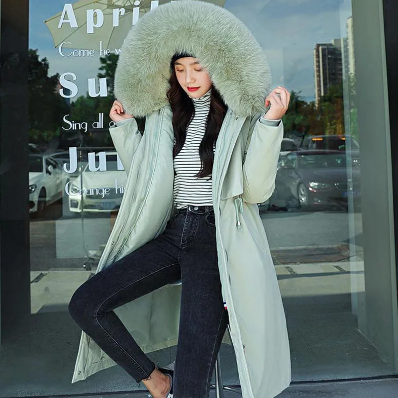 

Winter Clothes Women 2020 Plus Size X-Long Slim Pleated Punk Style Sustans Cotton Winter Coat Women Elegant Big Fur Collar Coat