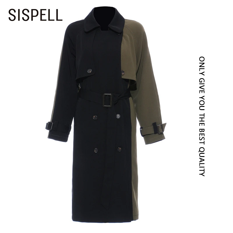 

Женская Лоскутная ветровка SISPELL, куртка популярного цвета с отложным воротником и длинным рукавом, с высокой талией и поясом, Женское пальто...