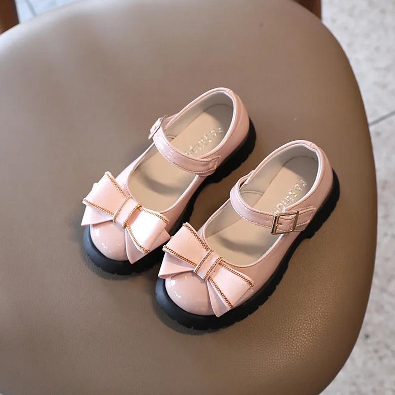 

Girls Soft Sole Leather Shoes Sweet Bow-knot Princess Shoes 2021 Autumn New Children Shoes for Party Fashion Students Shoes