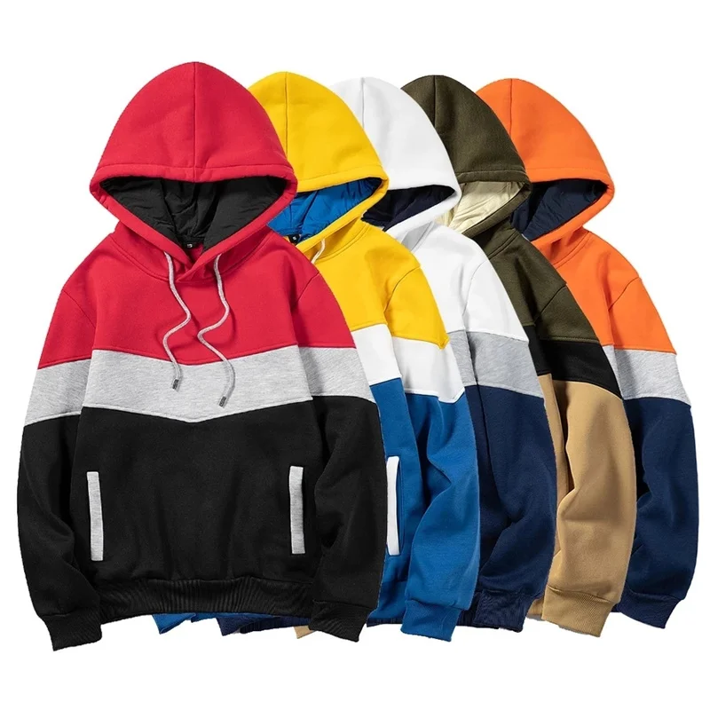 

2021 new brand hoodie men patchwork autumn and winter sweatpants men's hooded top