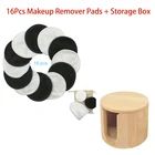 Многоразовые ватные прокладки для снятия макияжа, 16 шт., моющиеся круглые бамбуковые прокладки для макияжа, прокладки для ухода за кожей для кормления с футляром для хранения