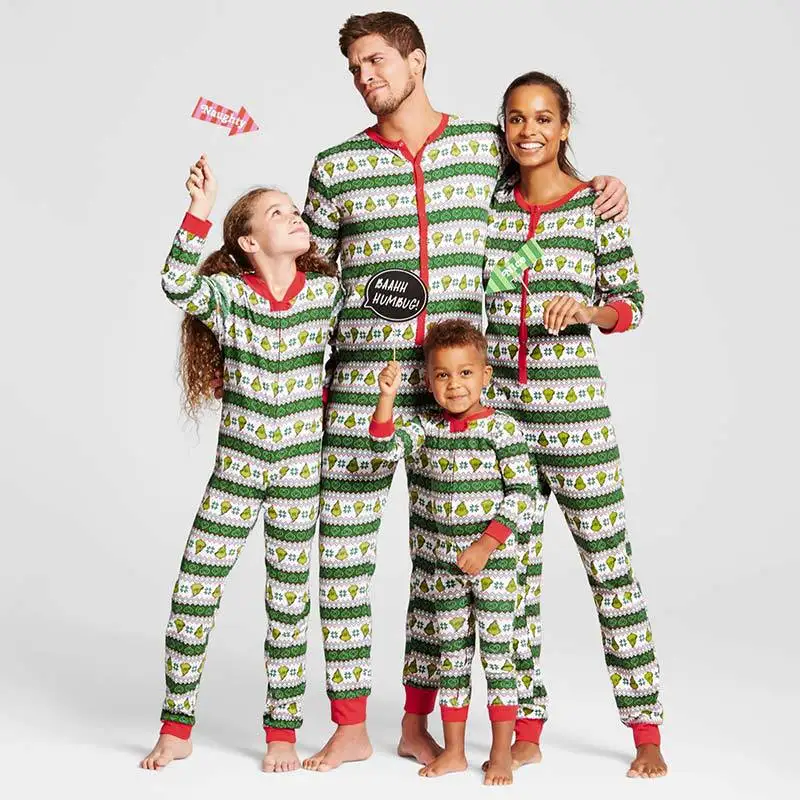 

Mother Kids Family Christmas Matching Pajamas Baby Romper Pijamas De Navidad Familiar Christmas Clothes Jumper Homewear