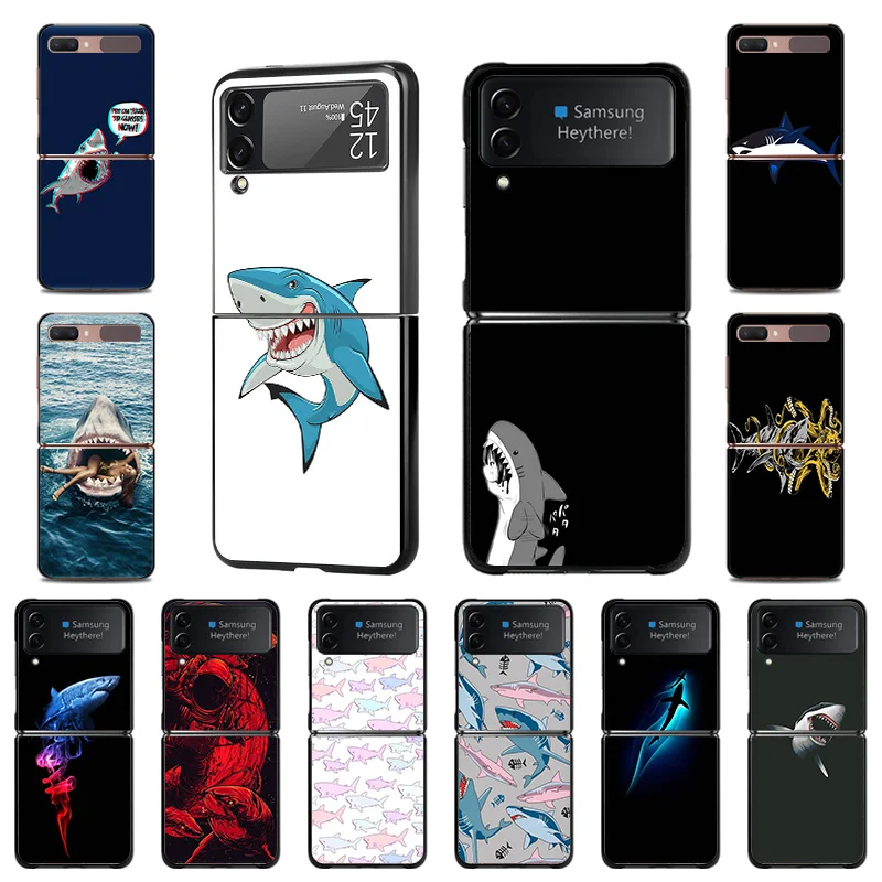 

Чехол для Samsung Galaxy Z Flip Flip3 5G мультяшный милый Акула роскошный высококачественный черный чехол для телефона жесткий чехол Fundas Coque Capa