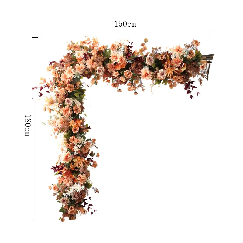 Retro Orange Series Artificial Flower Row Wedding Arch Decor Arrangement Outside/in door Setting Party Props Flowers Wall | Дом и сад