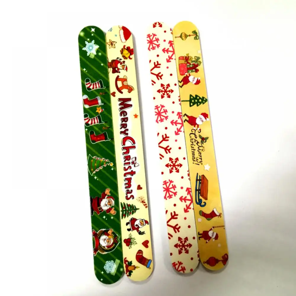 4 шт Рождественская печать пилки для ногтей серая лодка шлифовальный буферный