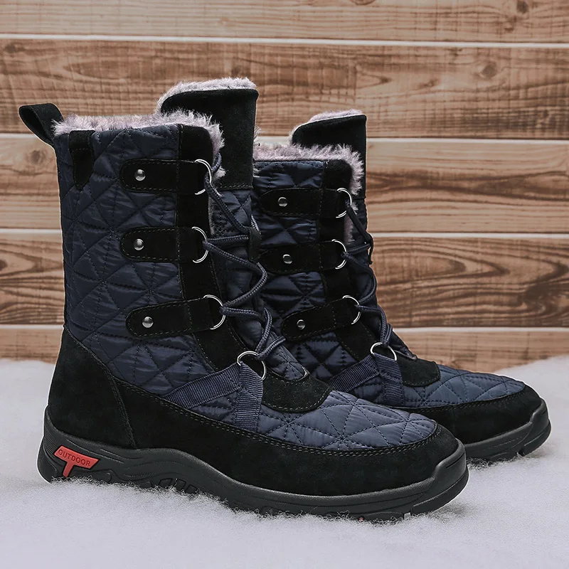 

Men's Snow Boots Mid-Calf Men's Platform Boots Plush Warm Men Winter Boots Winter Cold Protection Men's Western Boots Work Shoes