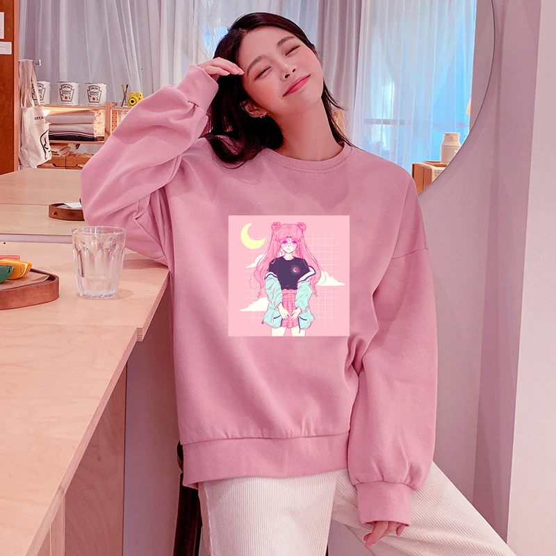 Симпатичные Сейлор Мун толстовки Для женщин женская обувь с милым рисунком