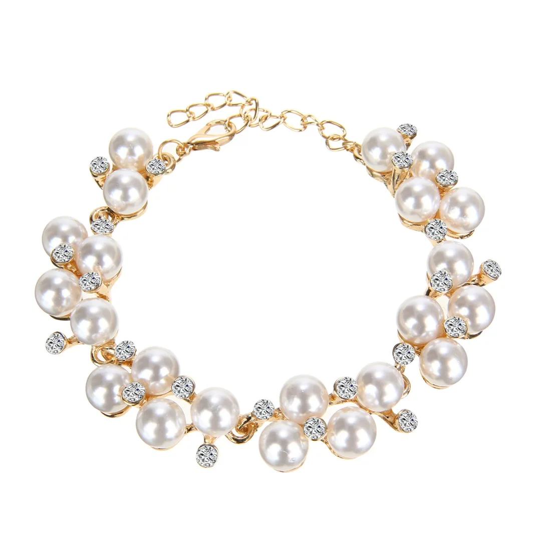 

Романтический Элегантные браслет Люкс повязка на головку с имитацией жемчуга с «Хрустальной» стразы браслеты браслет, ювелирные изделия с ...