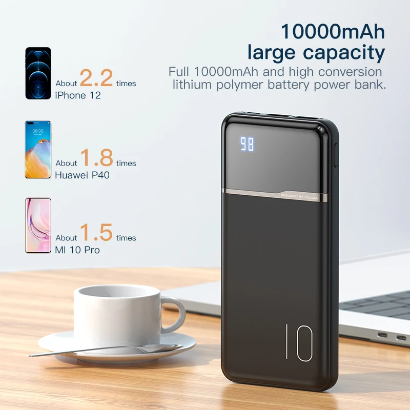 kuulaa power bank 10000mah power dual usb charging power portable power external battery charger suitable for xiaomi iphone free global shipping