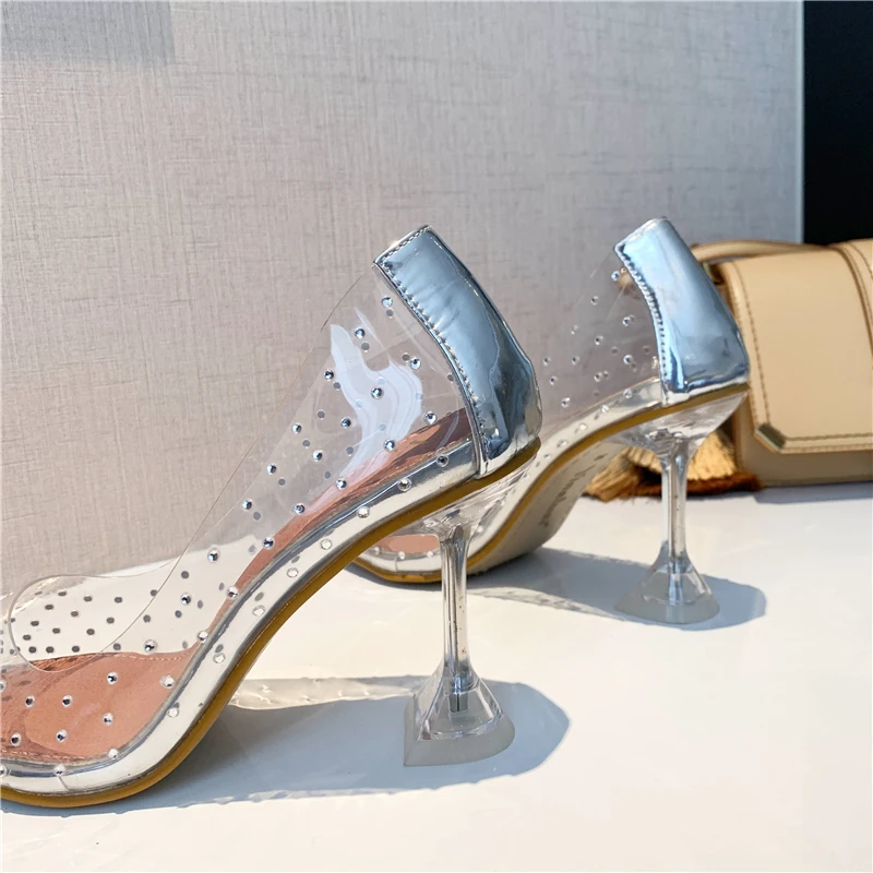 Новая чистая поливинилхлоридная прозрачная женские туфли лодочки из