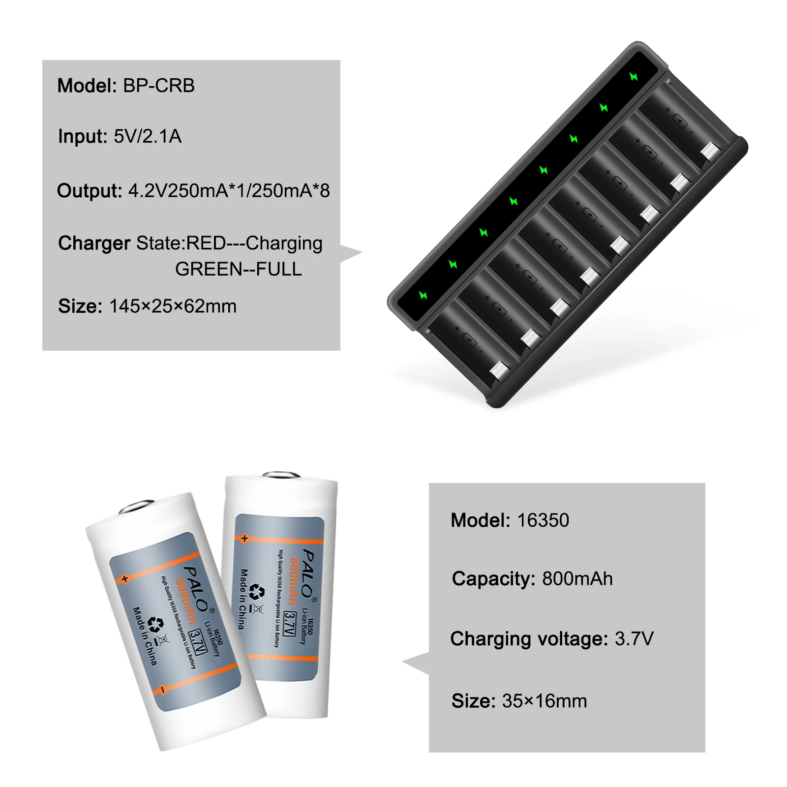 PALO CR123A RCR 123 ICR 16340 батарея 800mAh 3 7 V литий-ионная аккумуляторная для Arlo камеры