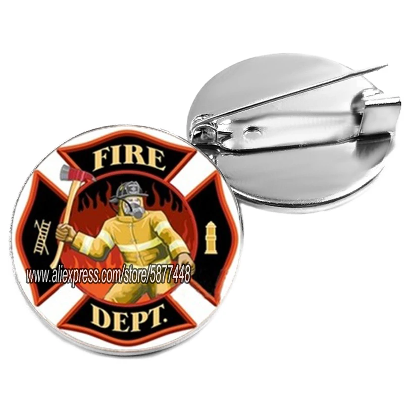 Модная стеклянная брошь Fire Dept булавка огнетушитель значок с топором на шлем