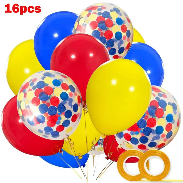 

16pcs/set 12inch Latex Balloons Colored Confetti balloons Birthday Party Decorations Blue Yellow Red Wedding festive supplies