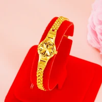 24k gold plated watch shape charm bracelets for women bride new trendy elegant sunflower bracelet bangle wedding jewelry gifts