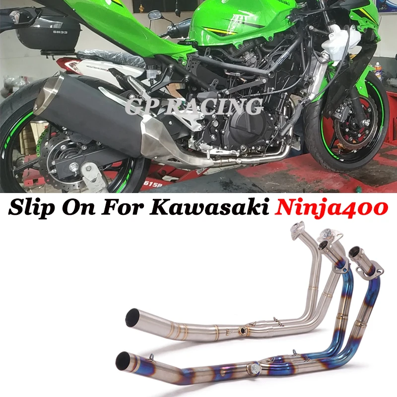 

Slip On For KAWASAKI Ninja 400 Z400 2017-2021 Motorcycle Exhaust Titanium Alloy Front Middle Link Tube Escape Original Mufflers