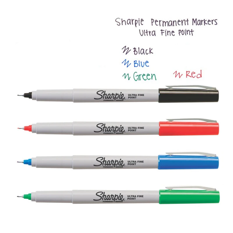Sharpie 37002 Permanent Marker Ultra Fine Point Oil Waterproof Ink Black Blue Paint Pen Sharpies Markers Pens | Канцтовары для