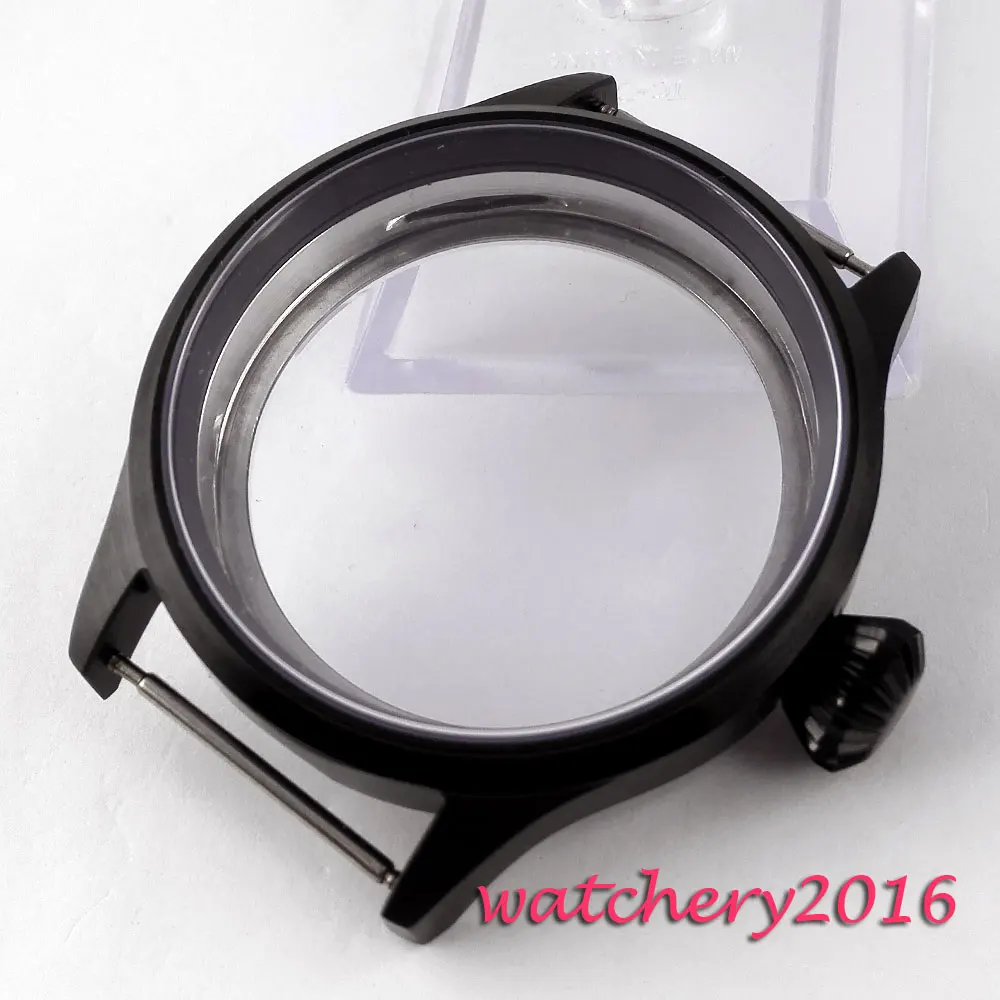 Популярные новейшие Роскошные Брендовые Часы 43 мм с сапфировым стеклом черный PVD