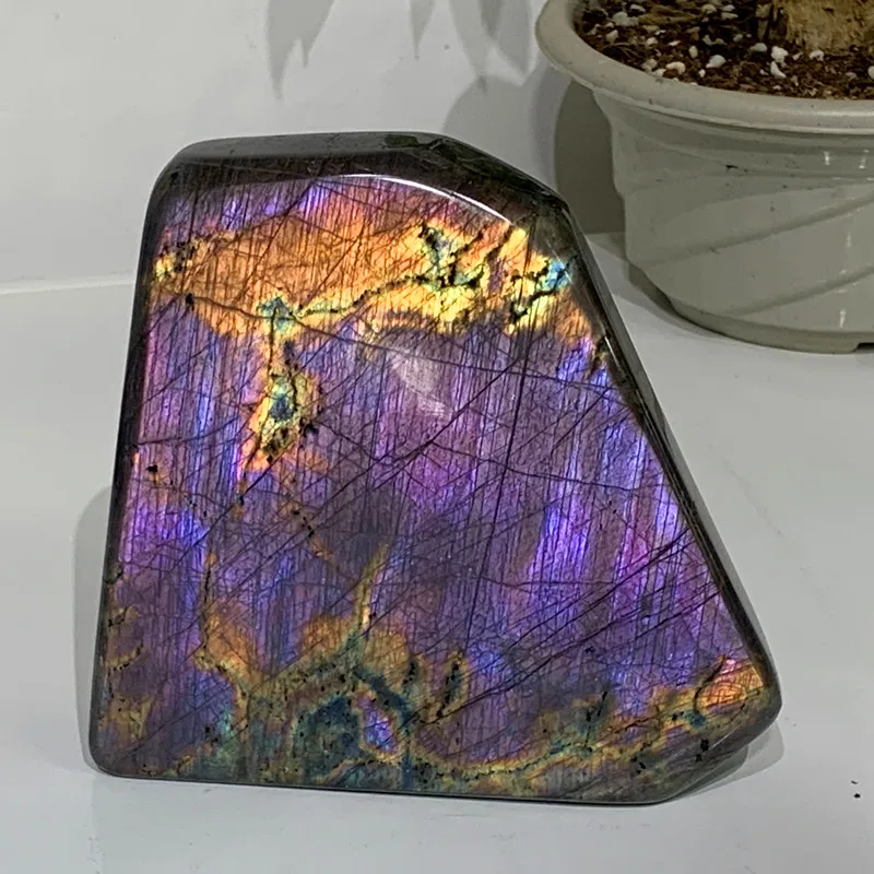 

5A+ decoración Natural stones purple labradorite crystals room decoration violet stone witchcraft chakra spiritual reiki Healing