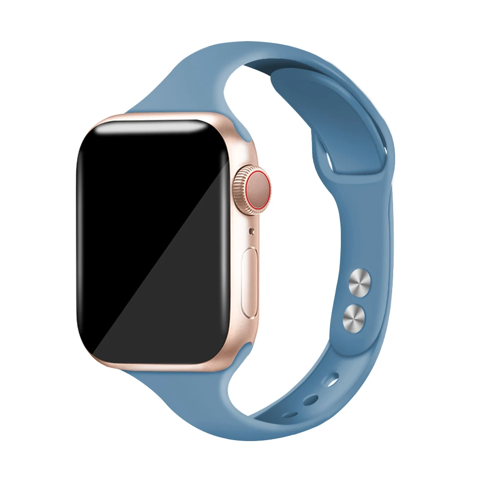 Силиконовый ремешок для наручных часов Apple Watch 38 мм, 42 мм, iwatch, версия 4 полосным 44 мм/40 мм спортивный браслет резиновый ремешок для наручных часов iwatch, версия 5 4 3 2 1 - Цвет ремешка: Denim Blue