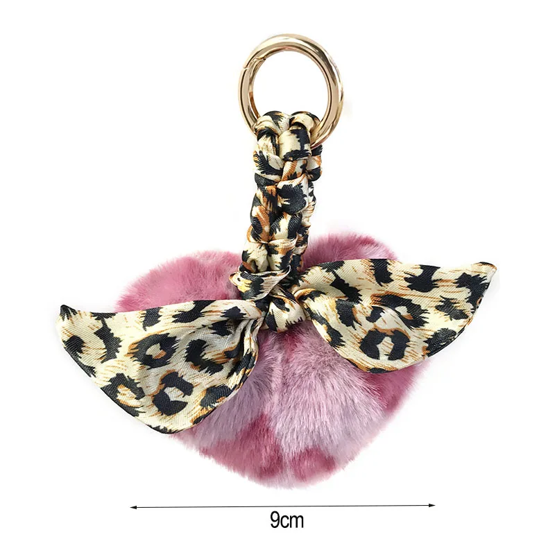Модный Пушистый Плюшевый подвесной брелок с леопардовым принтом сердечком и
