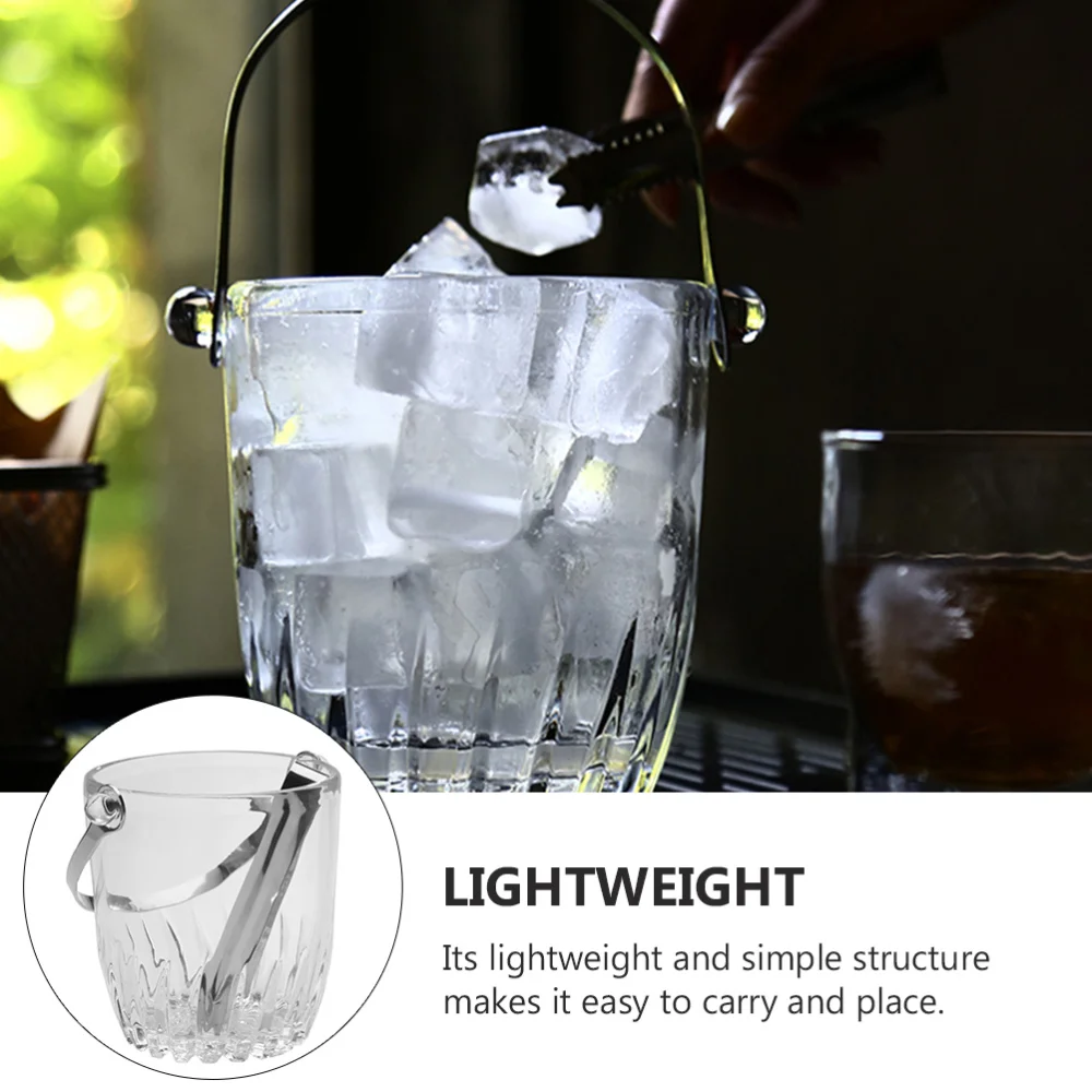 

1Set Household Durable Ice Storage Bucket Ice Container with Handle Transparent