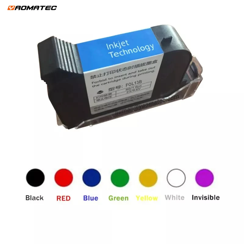 

FOL13B Handheld Printer Ink Cartridge Fast Dry Eco Solvent 600DPI Print Height 12.7mm Inkjet Printer Colorful Ink Cartridge