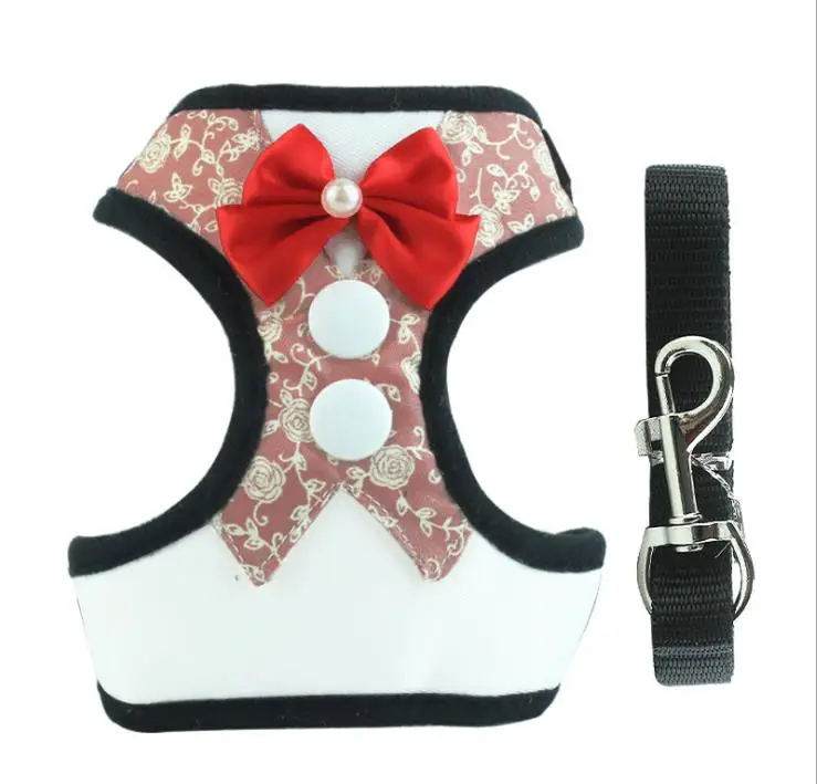 Элегантный жилет для кошек и собак с поводком бантом регулируемый костюм щенков