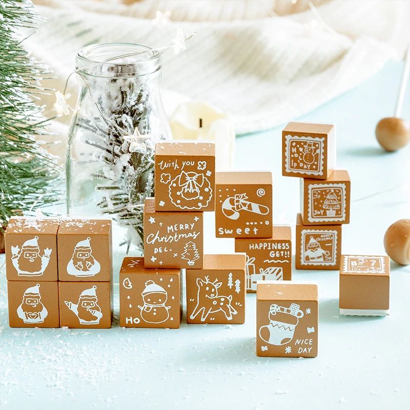 Винтажные рождественские штампы для почтового отделения деревянные резиновые