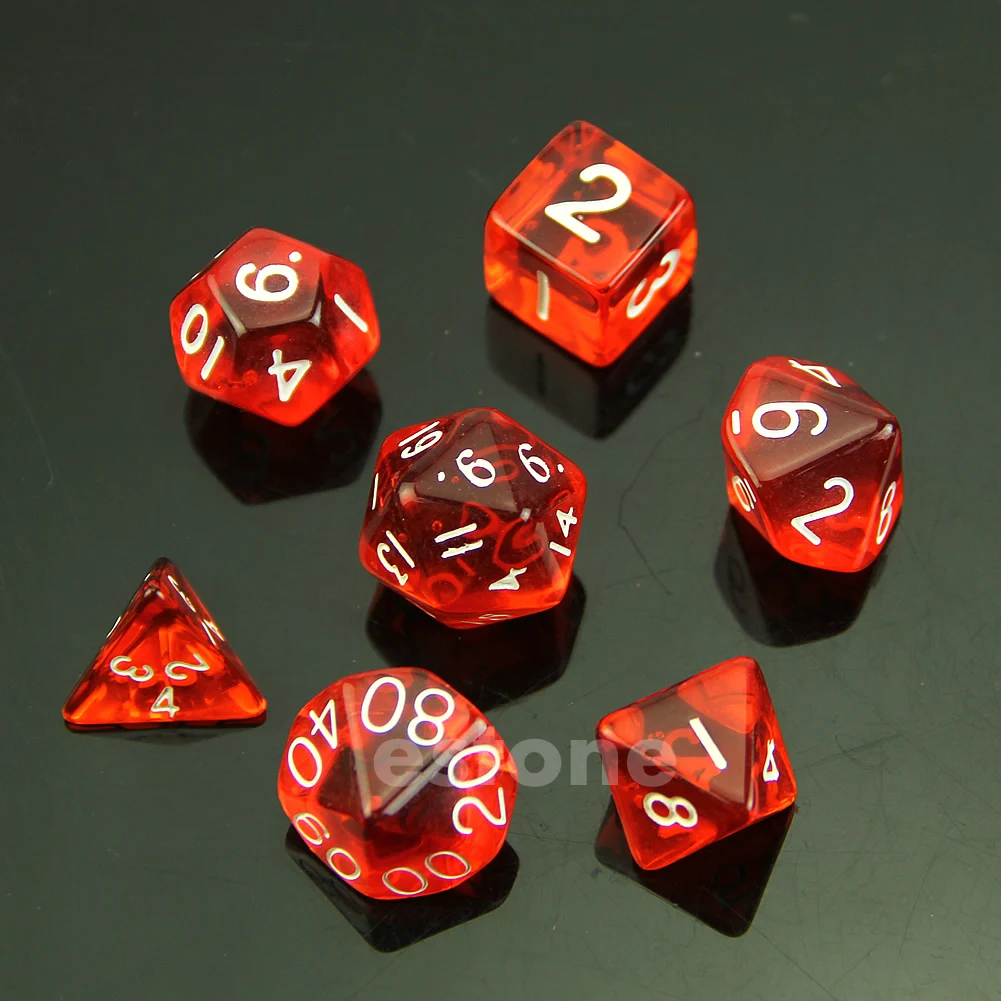 

7-Dice Sided D4 D6 D8 D10 D12 D20 Magic-the-Gathering RPG Poly Game Set .