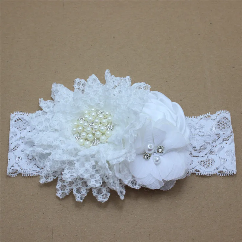 Детские Винтажные заколки тюрбан для волос кружевные повязки с большим цветком