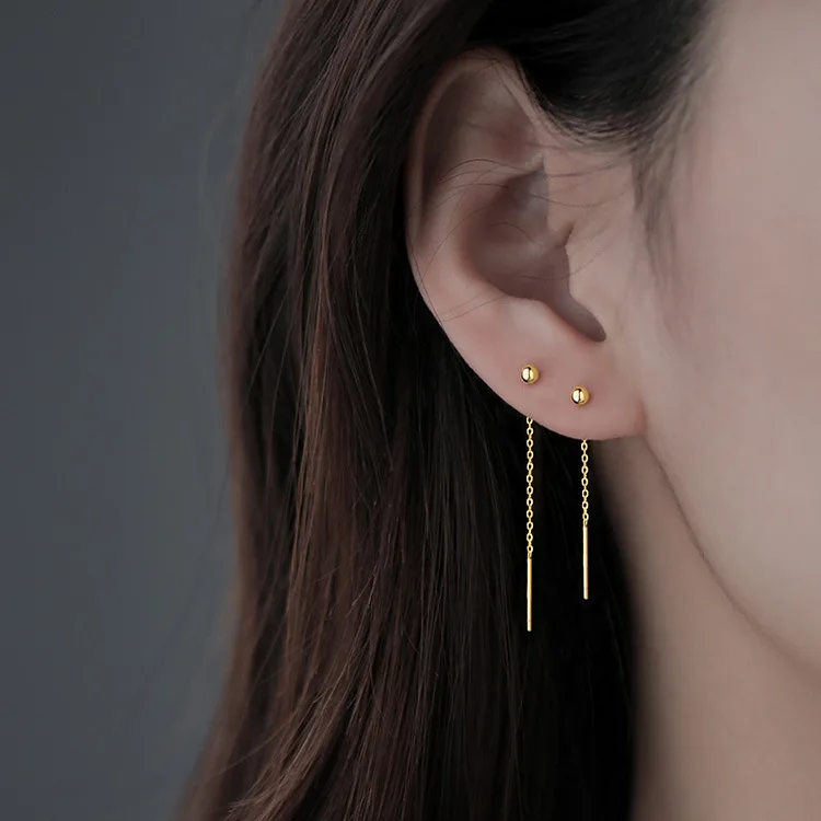 

Women Sweet Gold Color 35/45/55mm Long Tassel Drop Earrings For Dangle Hanging Brincos Party Piercing Daily Jewelry Gift Bijoux