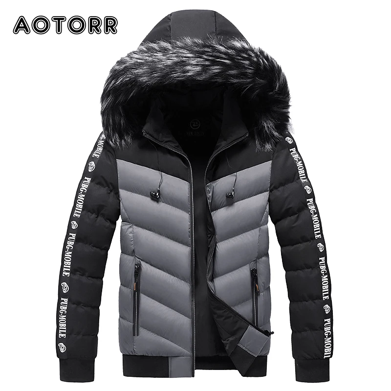 

New Winter Fur Collar Parka Men Detachable Hooded Jacket Male Thick Warm Cotton Outwear Casual Windbreaker Patchwork Coats 5XL
