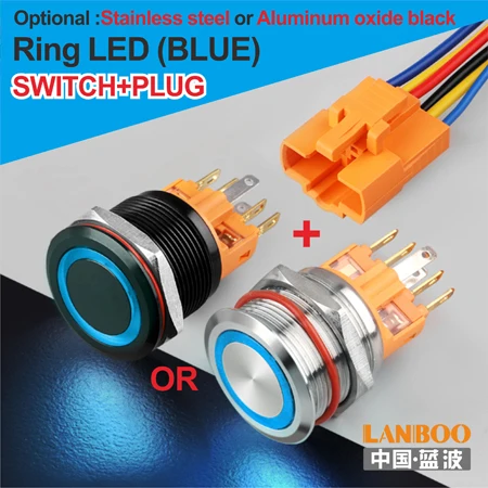 B Ring Button Plug LB22B зуммер автобус мощность Звонок кнопочный переключатель с кольцом led 12V24V220V - Цвет: B Ring Button Plug