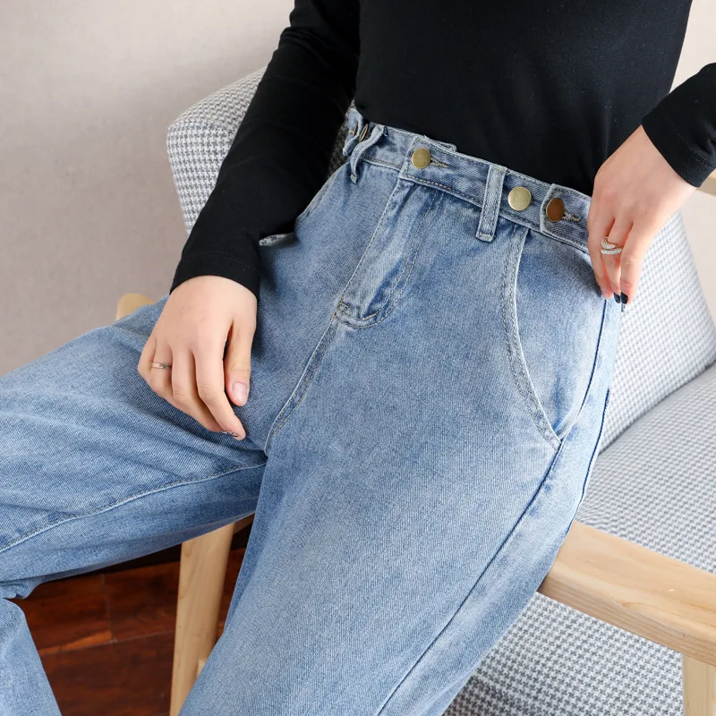 

High waisted jeans in spring and autumn 2020 new floor pants for girls with wide legs and thin waistband